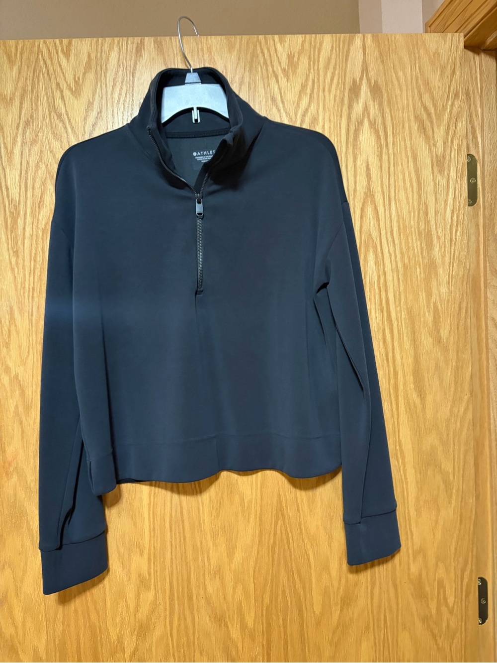 Athleta Black Quarter-Zip Cowl Neck Pullover